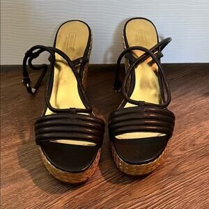 Coach Black Wedge Sandals